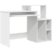 vidaXL Bureau , blanc, 120,5 x 44 x 88,5 cm, fabriqué en panneaux de particules