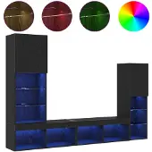 vidaXL : Meubles TV, 4 pièces, imitation bois chêne, coloris noir, matériau : bois composite