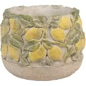 Clayre & Eef Pot de fleur motif citron Ø19x15 cm pierre méditerranéenne