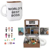 Polly Pocket Coffret de jeu compact x The Office, 6 poup es et 9 accessoires, jouet de partenariat collectionner, tasse caf ext rieure