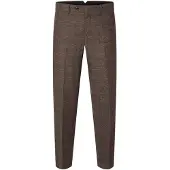 Selected Pantalon à plis 'REED' brun foncé