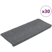 vidaXL Tapis d'escalier auto-adhésifs 30 pcs gris 65x24,5x3,5 cm