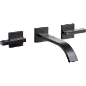 Beliani Robinet de lavabo mural Laiton noir 2 robinets Salle de bain Modern Style