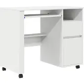 vidaXL Table sur roulettes, blanche, en bois composite, 91 x 50 x 77 cm