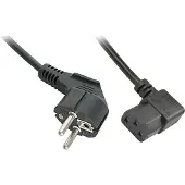 Lindy Câble d'alimentation 2m coudé IEC Schuko à C13 (2 m), Câble d'alimentation, Noir