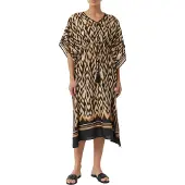 Comma Robe beige / marron / noir