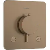 Hansgrohe robinet thermostatique encastré Ecostat Comfort Q, pour 2 points de puisage, avec combinaison de sécurité intégrée conforme à la norme EN1717, finition bronze brossé
