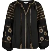 Apricot Chemisier 'Aztec Embroidered' beige / noir