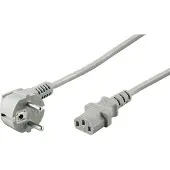 Goobay 50076 abgewinkeltes Kaltgeräte-Anschlusskabel, 2 m, Grau, (3*0,75 mm²), 2 m - Schutzkontaktstecker Hybrid (Typ E/F, CEE 7/7) 90° > Gerätebuchse C13 (Kaltgeräteanschluss)