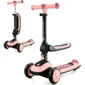 Kinderkraft HALLEY 2in1 - Vélo d'exercice & tricycle à roulettes, pour les enfants de 1 à 5 ans, roues en polyuréthane lumineuses, guidon réglable, poids de 3 kg seulement - Rose