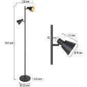 Steinhauer Lampadaire Oeroe noir avec or