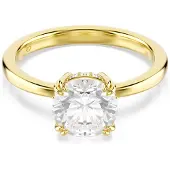 Swarovski Stilla Attract Cocktail Ring Rundschliff Weiss Goldlegierungsschicht, (50)