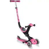 Globber GO-UP DELUXE - Tricycle 3 en 1, 120/80 mm, ABEC 5, 3 roues, réglable en hauteur, mécanisme de pliage, rose