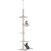 PawHut Arbre à chat arbre à griffer avec poteaux en sisal réglable en hauteur D30-209