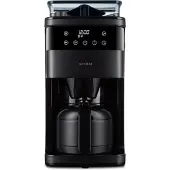 Medion Machine à café avec moulin et thermos (1 litre, max. 8 tasses, 8 niveaux de mouture, max. 1000 watts, minuterie, écran LED, stop-goutte, filtre permanent, MD19911)
