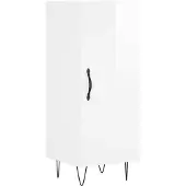 vidaXL Sideboard blanc brillant 34,5x34x90 cm Matériau dérivé du bois