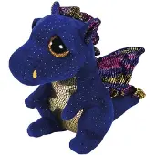 TY Dragon 15 cm bleu saphir/or avec yeux scintillants Peluche