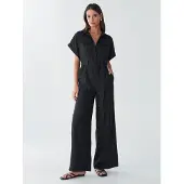 BWLDR Combinaison 'ARA LINEN JUMPSUIT' noir