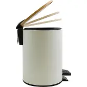 Spirella Seau à cosmétiques 5 litres inox bambou avec abaissement automatique et seau intérieur Adonis Poubelle de salle de bains Softclose Poubelle blanche
