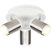 TRIO Plafonnier, métal, nickel blanc mat, réglable, D 30 cm