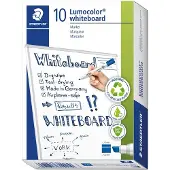 Staedtler Lumocolor Lot de 10 Marqueurs biseaux pour Tableau blanc Bleu