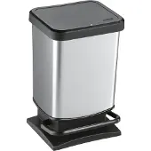 Rotho Treteimer "Paso", en plastique/métal, 20 litres, 29,3 x 26,6 x 45,7 cm, couleur argent