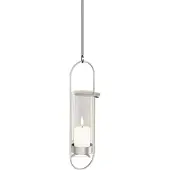 Höfats Bougeoir OVAL CANDLE 35 argent Acier inoxydable/Verre Ø 10 cm Photophore Torche de jardin