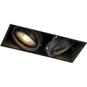 QAZQA Spot encastré noir GU10 orientable et inclinable à variateur d’intensité sans cadre 2 lumières - Oneon