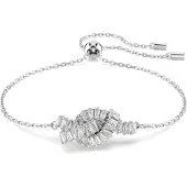 Swarovski Bracelet Matrix, Taille Baguette, Noeud, Blanc, Métal Rhodié