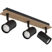 Globo Lampe de plafond Linca 3-noir clair avec bois