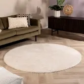 NATURL. Tapis rond doux - Teddy Crème | Ø 120cm | Rond | Pile haute