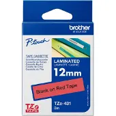 Brother TZe-431 - (12 mm) - Noir sur rouge - Ruban