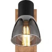 Globo Lampe murale Claude noir avec bois