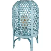 Globo Lighting Lampe de table, métal, bambou tressé, bleu, H 37 cm