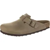 Birkenstock pour homme. 960811 Sabots en Cuir Boston (Coupe Régulière) marron (41), Plat, Aucun, Casuel