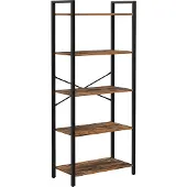 Songmics Étagère à 5 Niveaux, Bibliothèque avec structure en acier, pour salon, Bureau, entrée, Style Industriel, Marron Rustique et Noir