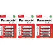 Panasonic Lot de 3 Blisters de 4 Piles Red Zinc-Carbon AA LR06-1,5 V