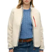 Superdry Femme Écusson Logo Outdoor Veste Polaire Sherpa, Écru, Taille: 36
