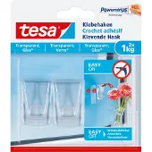 TESA Crochet adhésif pour surfaces transparentes et verre 1 kg, 2 pièces