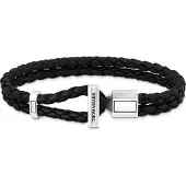 Thomas Sabo Bracelet 'Armband Doppelt Geflochtenes Leder Schwarz' noir