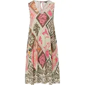 Comma Robe chocolat / vert pastel / rose clair / noir