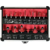 YATO Ensemble de fraises pour bois - - 15 pièces - Carbure - Tige Ø 6 mm - Pack