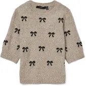 Vero Moda Pull-over 'VMDOFFY INTARSIA' greige / noir