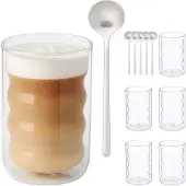 Relaxdays Latte Macchiato Gläser, Tasse, Transparent, Argent
