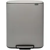 Brabantia Poubelle à pédale Bo 2 Seau 30+.30 L Gris