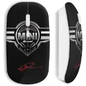MANIACASE Souris sans fil - Mini Cooper - Voiture logo - Noir - USB - Compatible Mac et PC