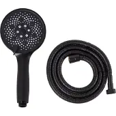 Beliani Pomme de douche avec flexible, métal noir, 5 modes de jet, style moderne, salle de bains