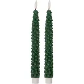 Clayre & Eef 6CA0001DGR Ensemble de 2 bougeoirs LED Vert 3x25 cm