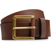 BOSS Ceinture en cuir lisse avec boucle à rouleau à logo gravé