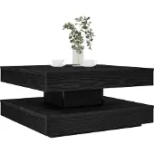 vidaXL Table basse pivotante à 360 degrés noire 70x70x34,5 cm